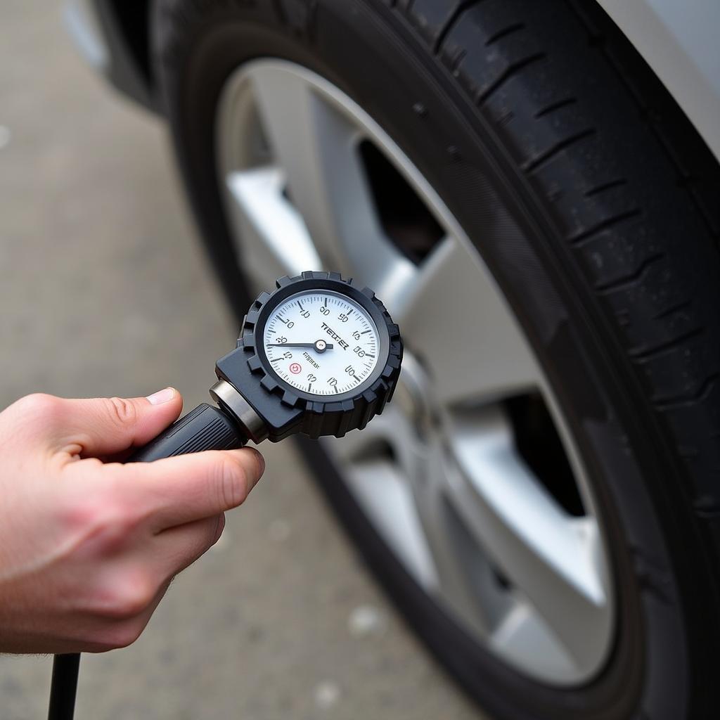 Checking Car Tire Pressure at Home