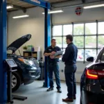 Modern and clean auto repair shop interior in Englewood