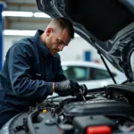 European car service center in Bankstown with specialized mechanics working on a high-performance engine.