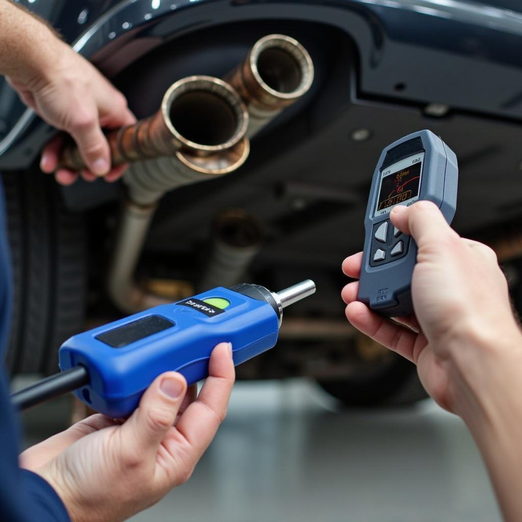 Mechanic Inspecting a Car's Exhaust System