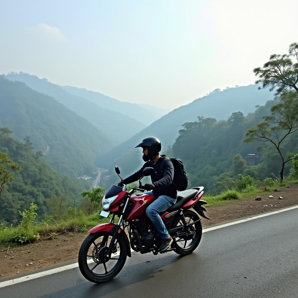 Exploring Imphal East's scenic routes with a rental bike