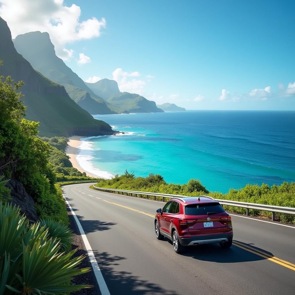 Discovering the scenic routes of Mauritius in a rental car.