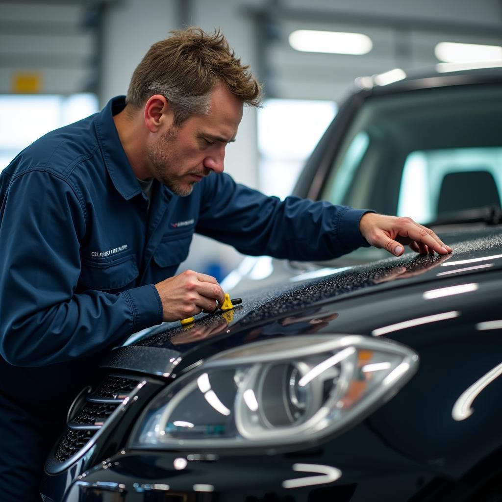 Express Car Service Technician Working on a Vehicle in St. Louis