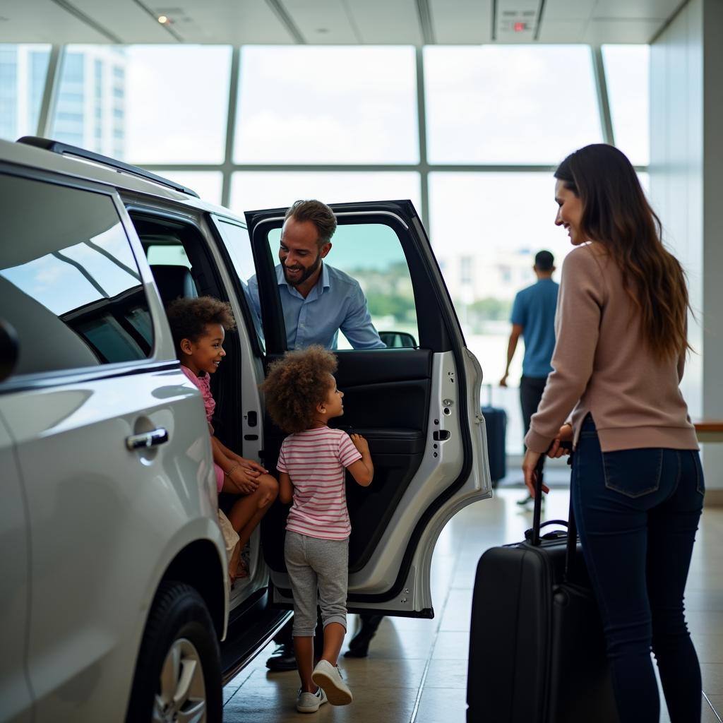 Family Car Service Picking Up Family at Miami International Airport