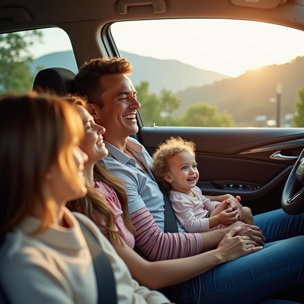 Family enjoying a comfortable car ride to Mahabaleshwar