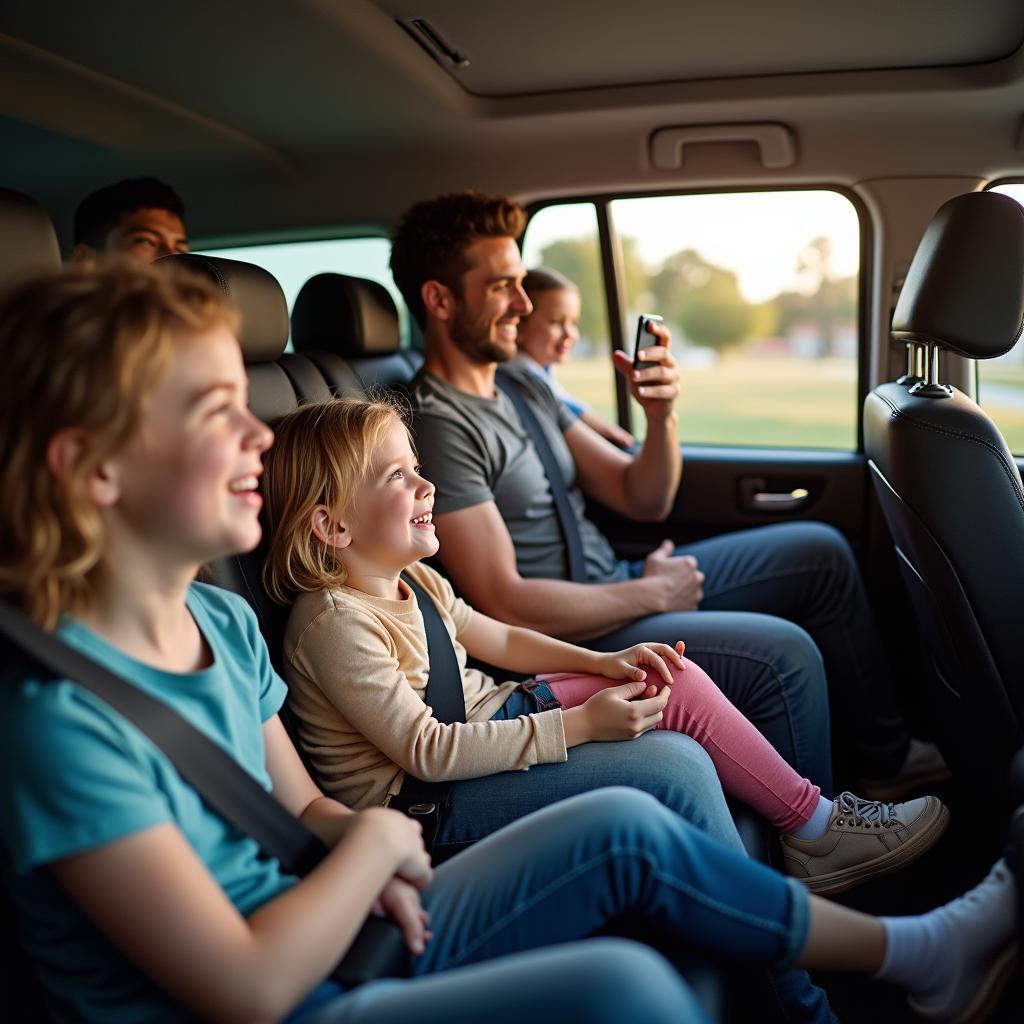 Family Enjoying Luxury Car Service to Disney World