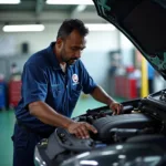 Fiat Technician Working on a Car Engine in Chennai