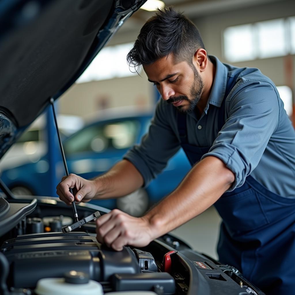 Skilled Mechanic Working on a Car in Chennai