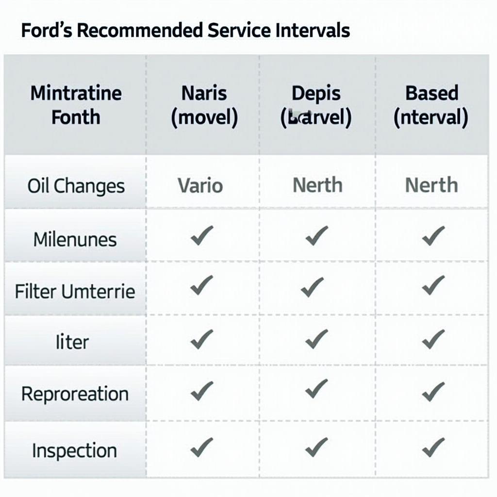 Ford Recommended Service Intervals Chart