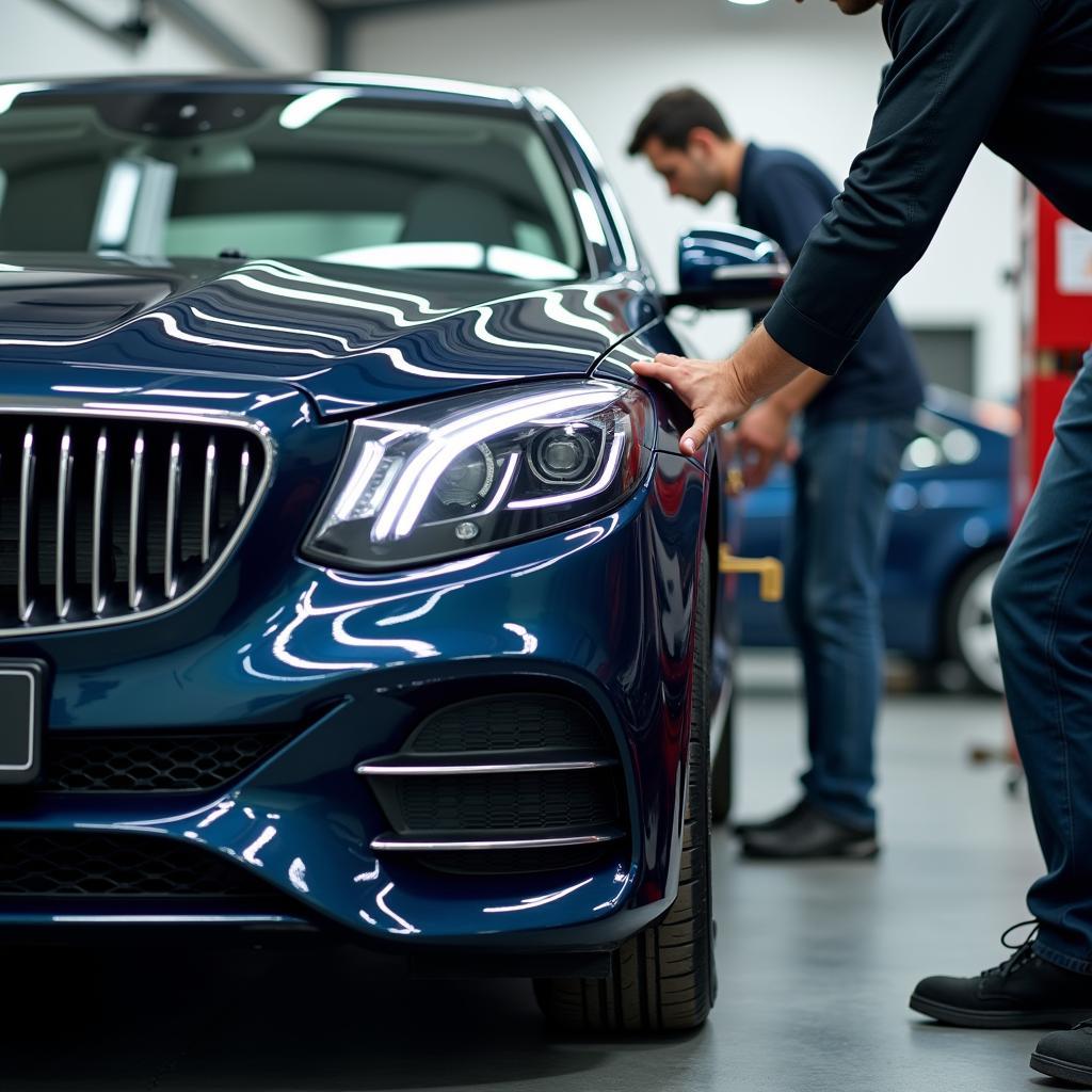 Foreign Car Undergoing Routine Maintenance