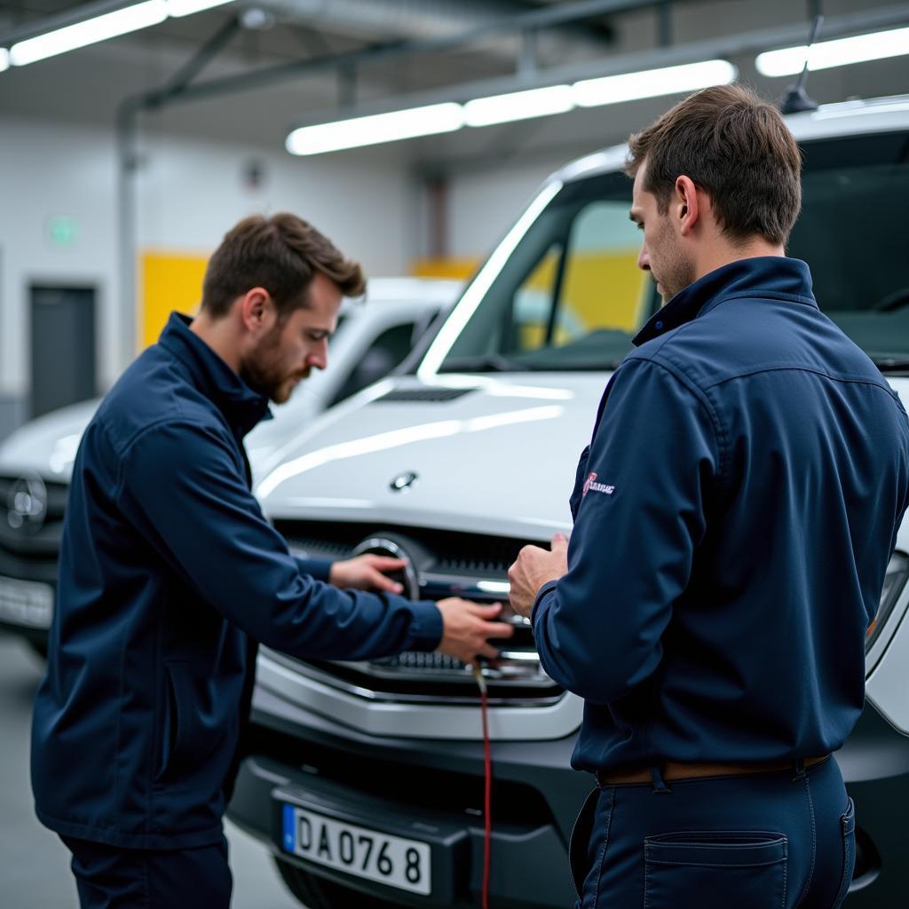 Expert Technicians Working on a Fors Vehicle