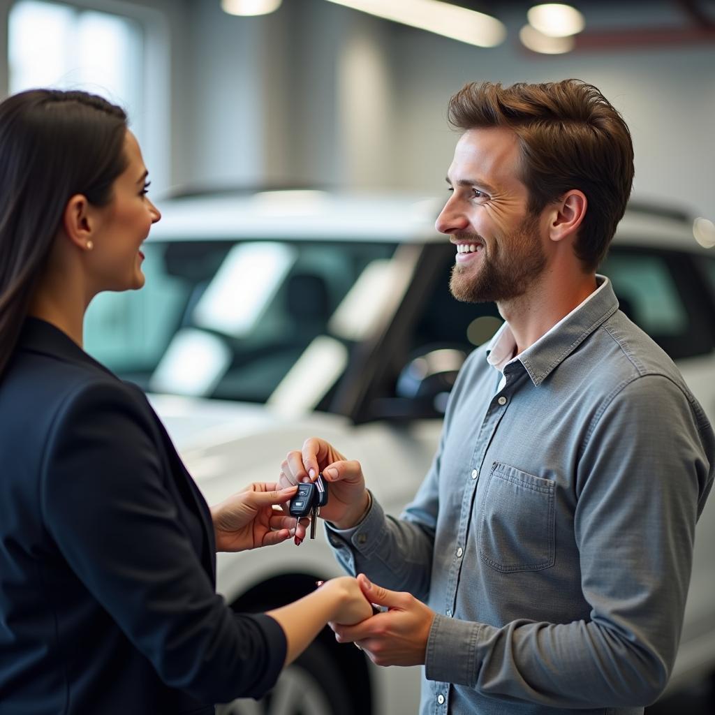 Happy Customer Receiving Car Keys