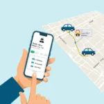 Using a ride-hailing app to share a car from Gaur City to Star Mall