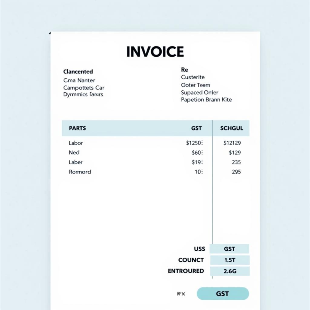 GST Car Service Invoice Example