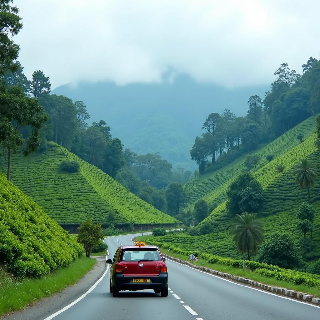 Guwahati car taxi service driving through a scenic route