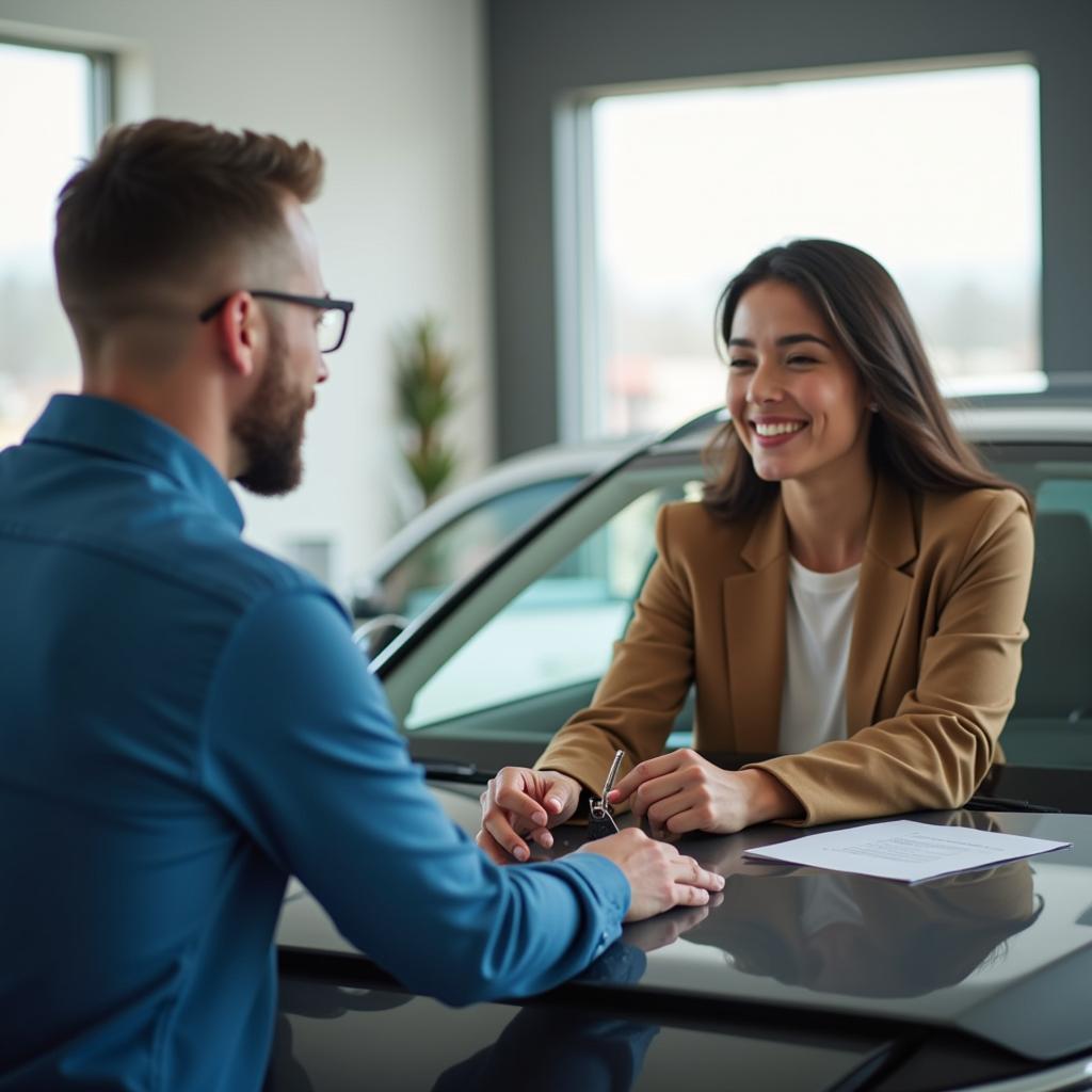 Happy Car Buyer with New Car