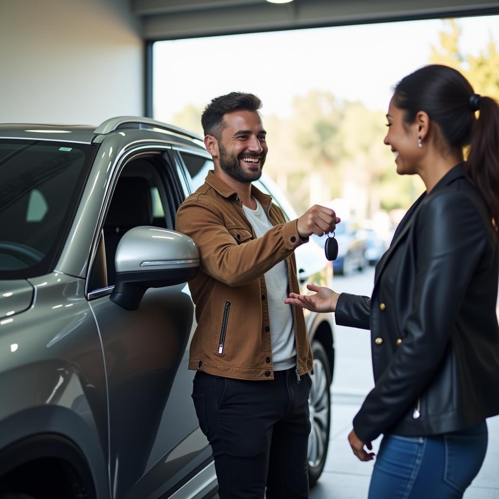 Happy Customer Receiving Car Keys