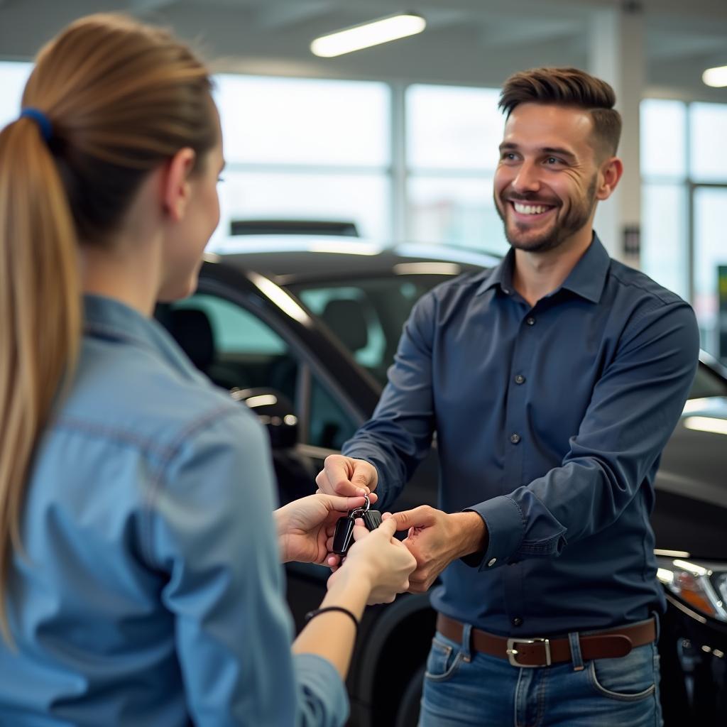 Happy Client Receiving Car Keys