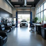 Modern and clean car service center interior in Helston