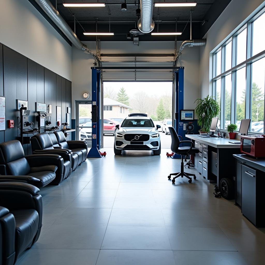 Modern and clean car service center interior in Helston