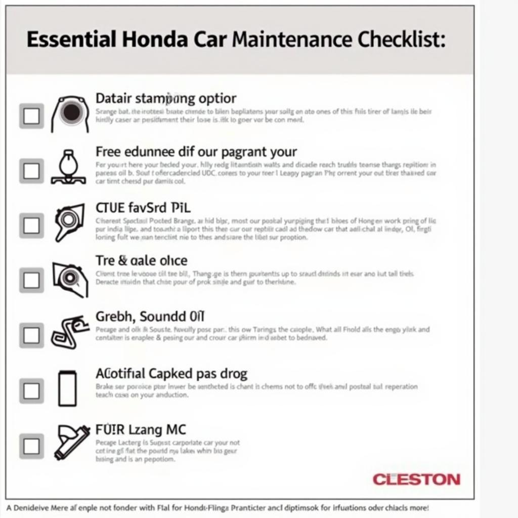 Honda Car Maintenance Checklist