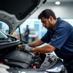 Honda Car Service Centre in Ranchi: Technician Working on a Honda Engine