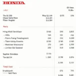 Honda Car Service Sample Bill Breakdown