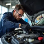 Honda Certified Technician Working on Car Engine