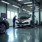 Honda City undergoing service at a Magarpatta Pune service centre