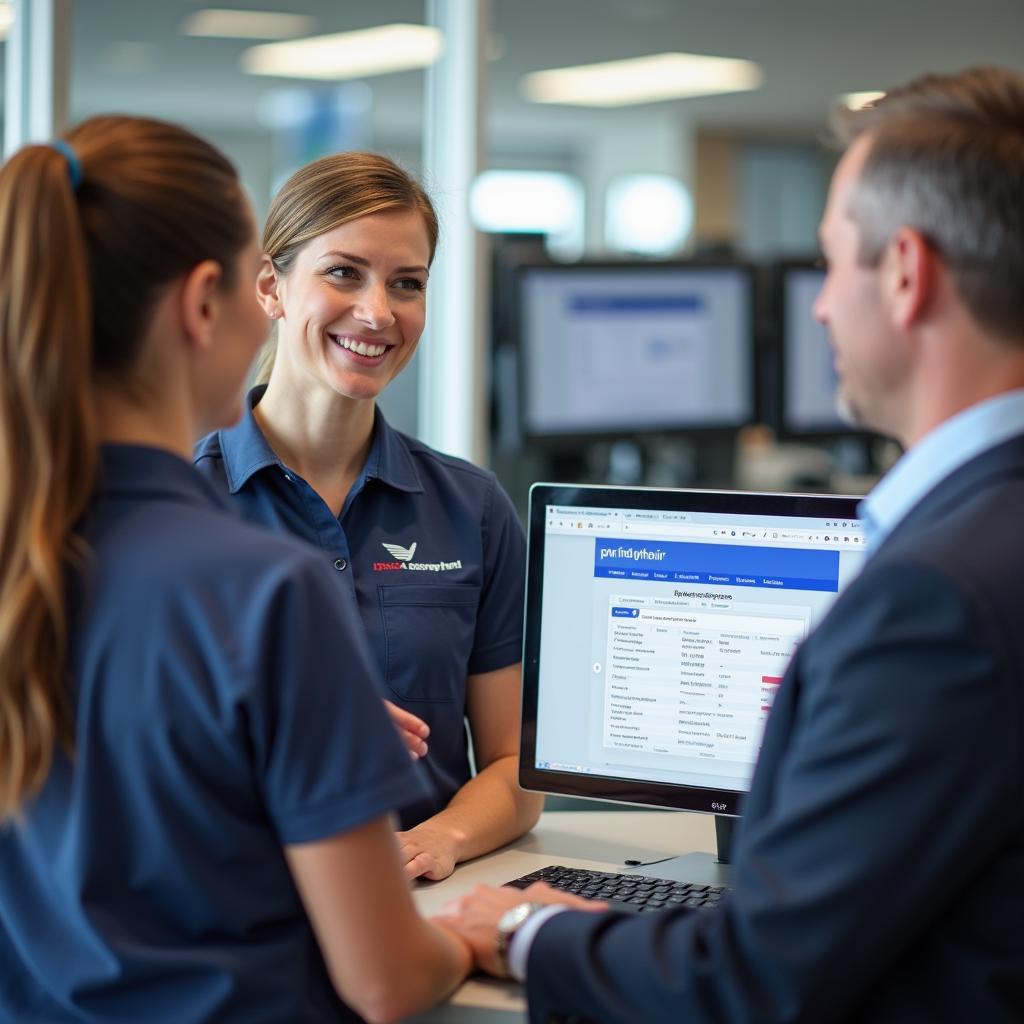 Honda Service Advisor Discussing Car Maintenance with a Customer