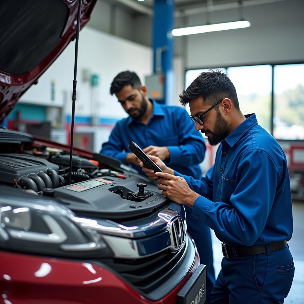 Certified Honda Technicians Working on a Car in Asansol