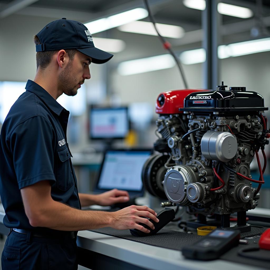 Honda Certified Technician working in a modern service center in Autonagar Vijayawada