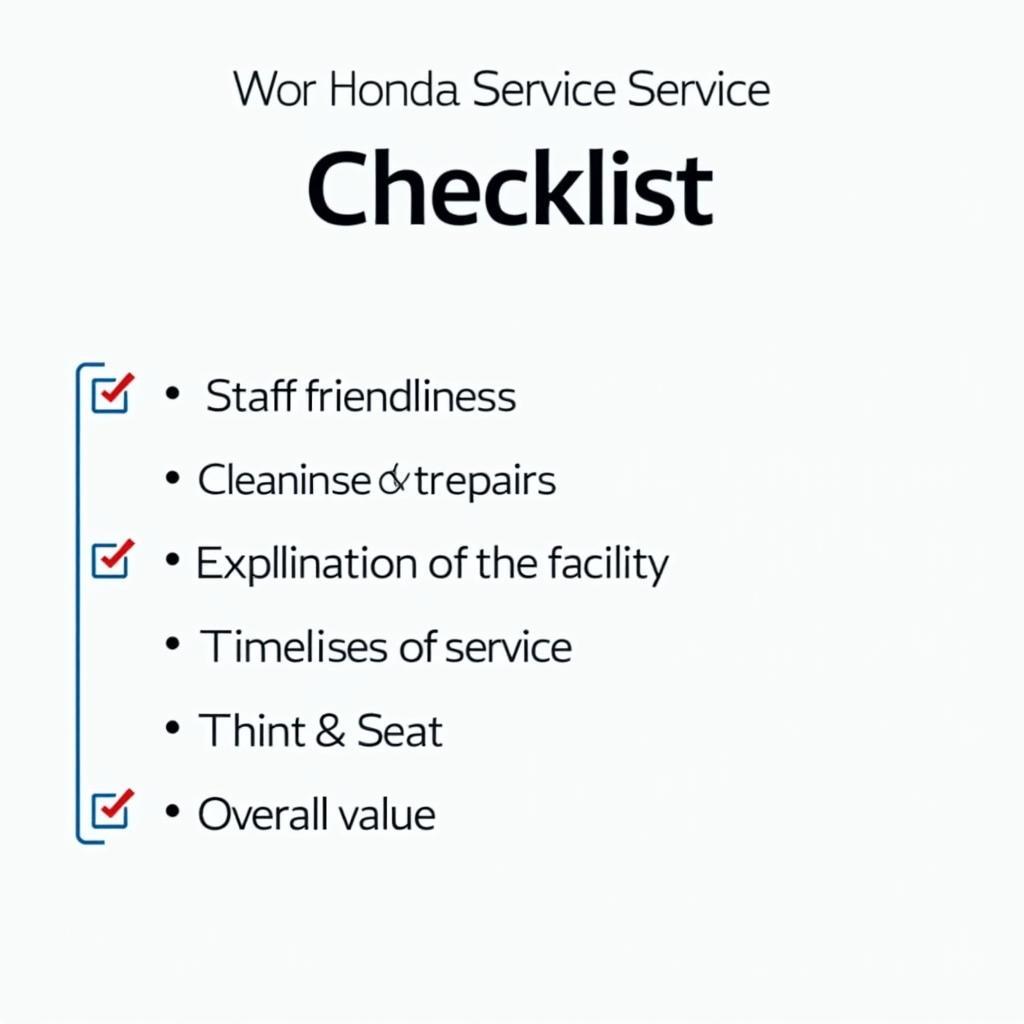 Honda Service Center Review Checklist