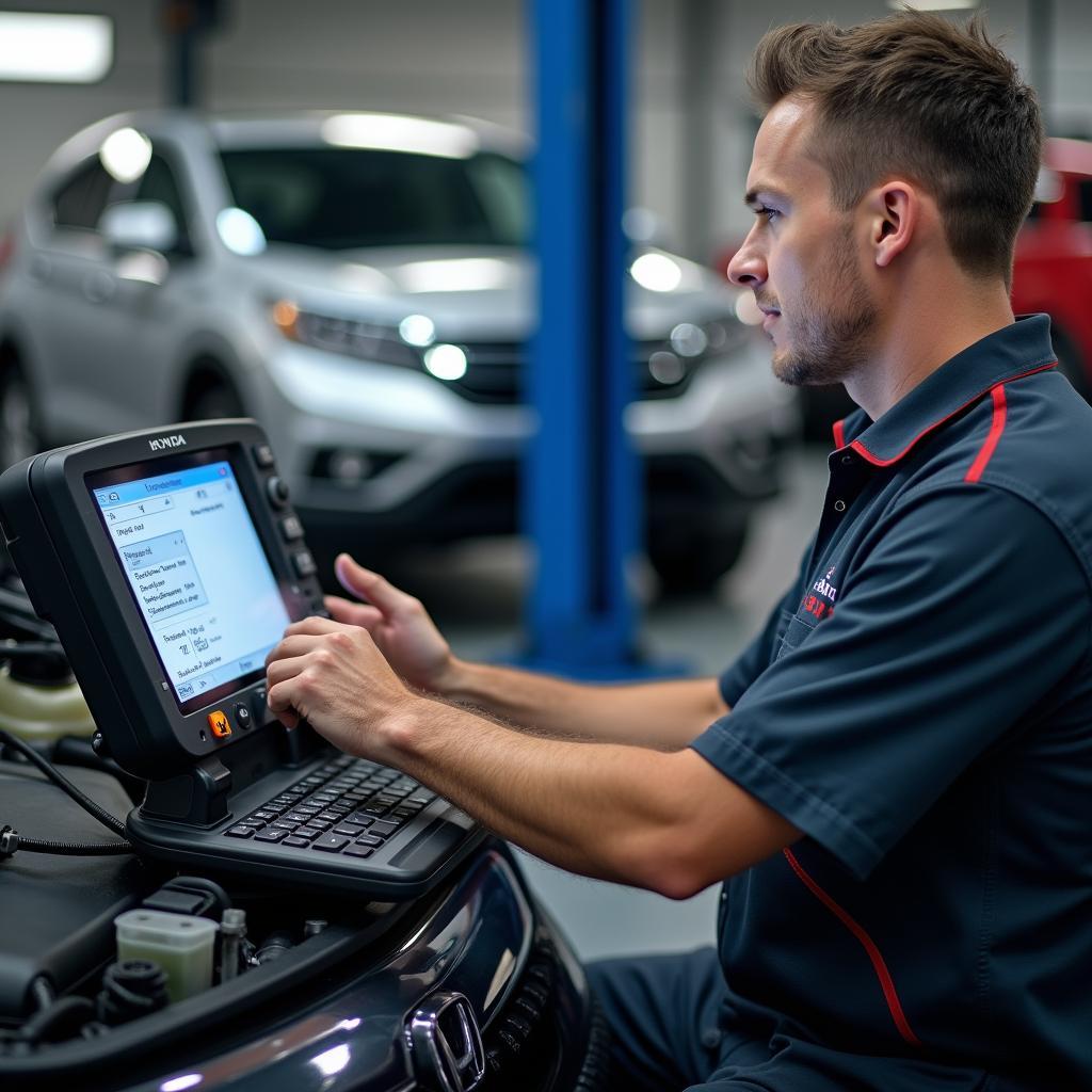 Modern Diagnostic Equipment at a Honda Service Centre