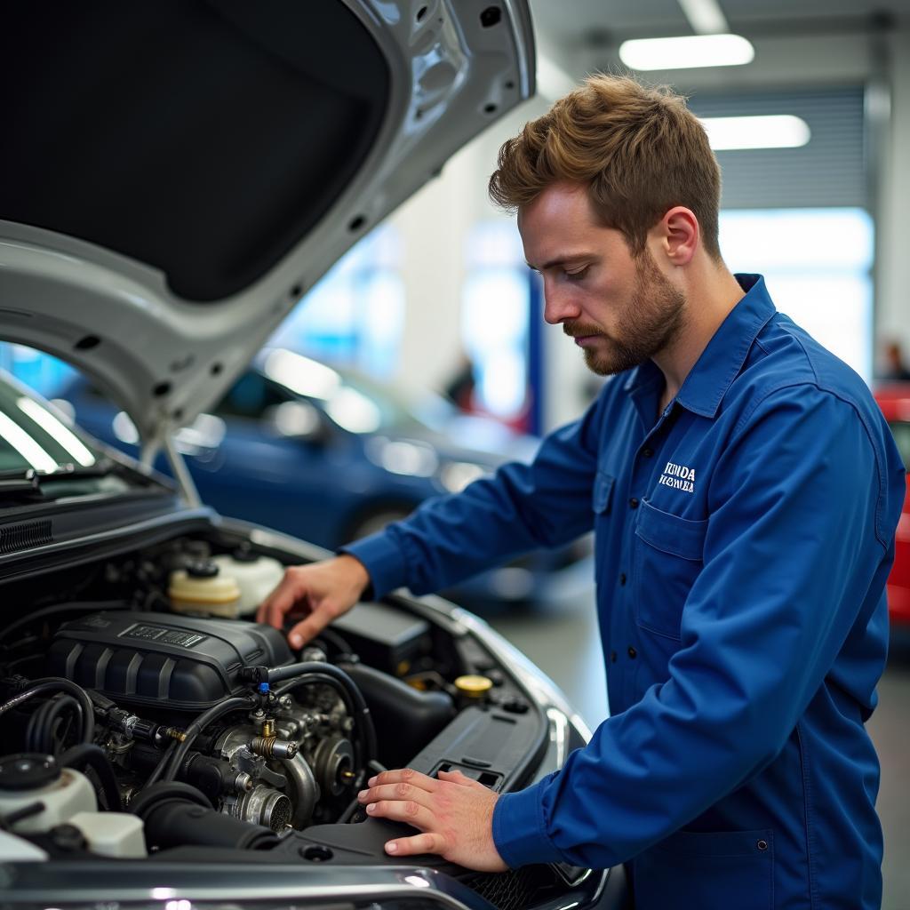 Honda Service Centre Technician Working