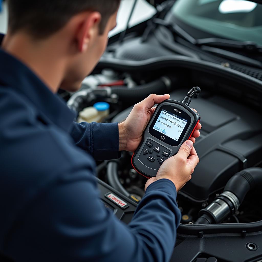 Honda Technician Performing Diagnostics