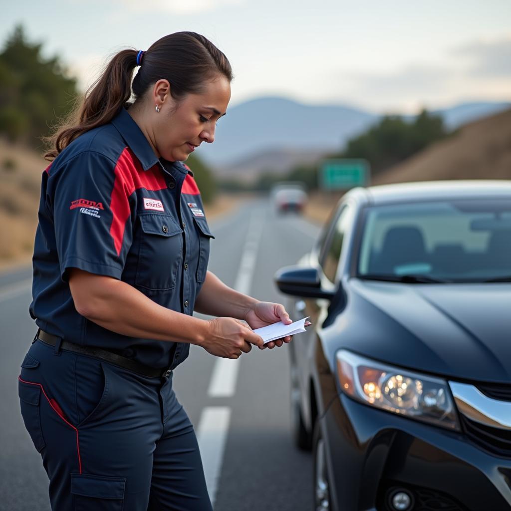 Honda Technician Providing Roadside Assistance