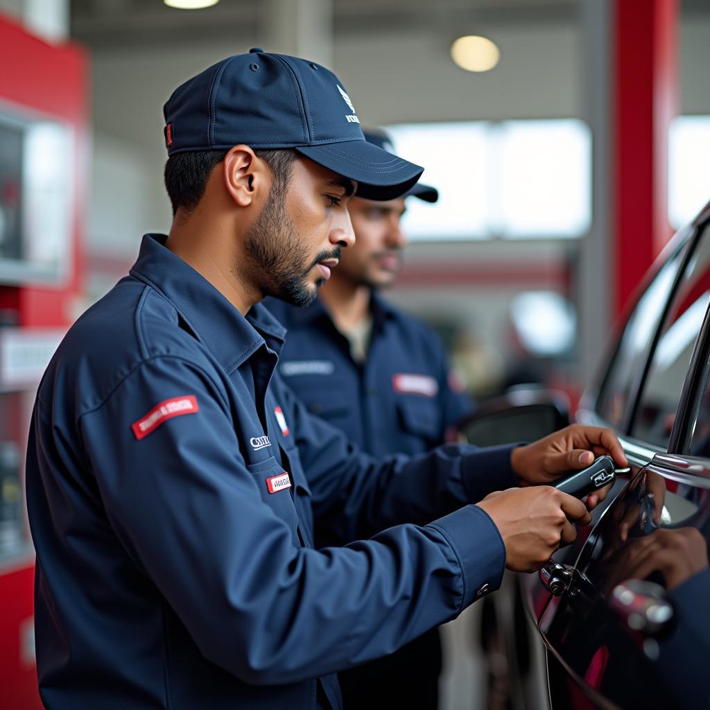 Honda Technician Working on a Car in Madurai