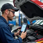 Honda Technician Performing Engine Diagnostics