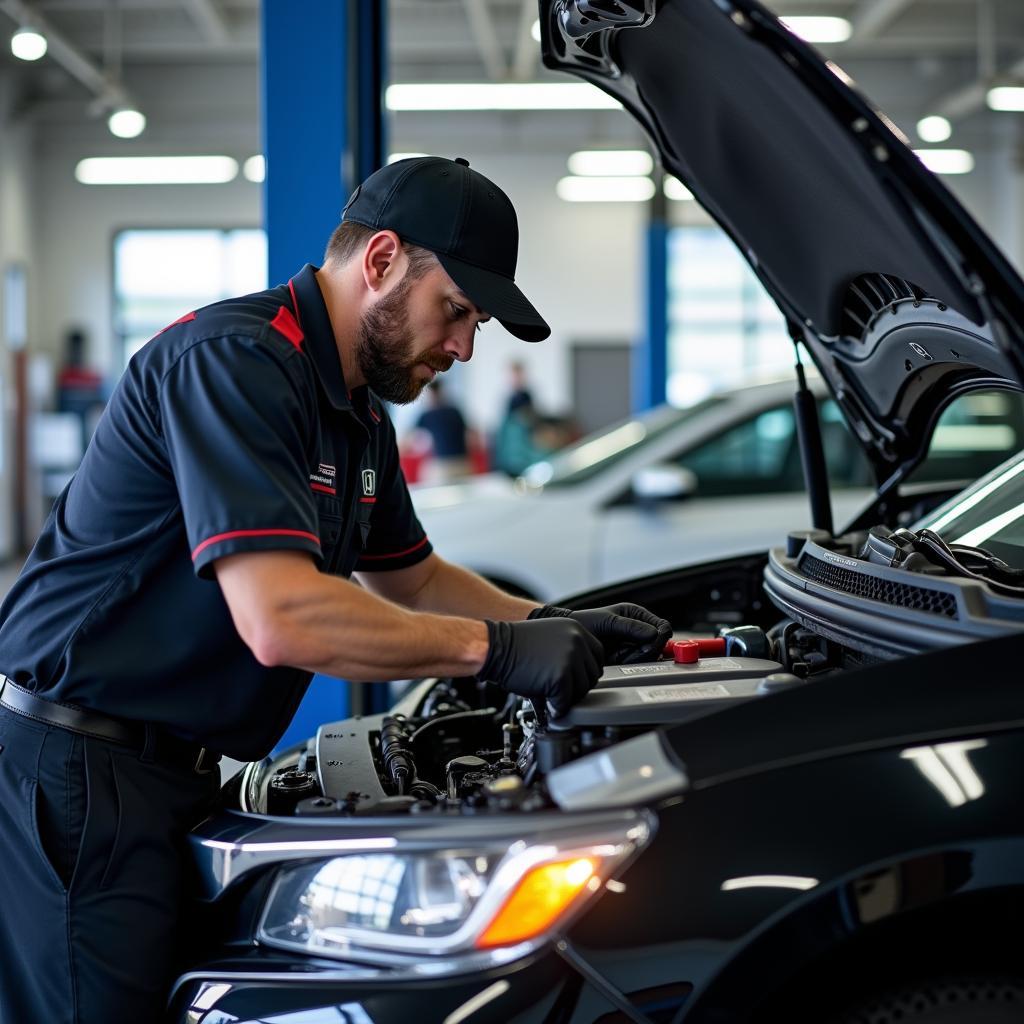 Experienced Honda Technician Performing Engine Diagnostics in Noida Sector 63