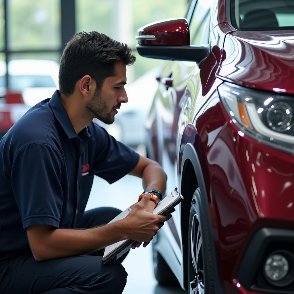 Vehicle Inspection at a Honda Service Center in Thane