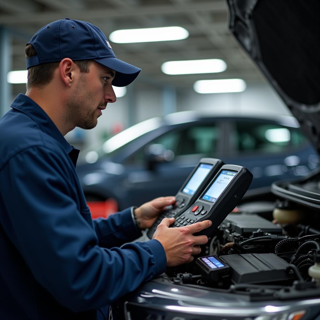 Mechanic Using Diagnostic Tools in Atlanta