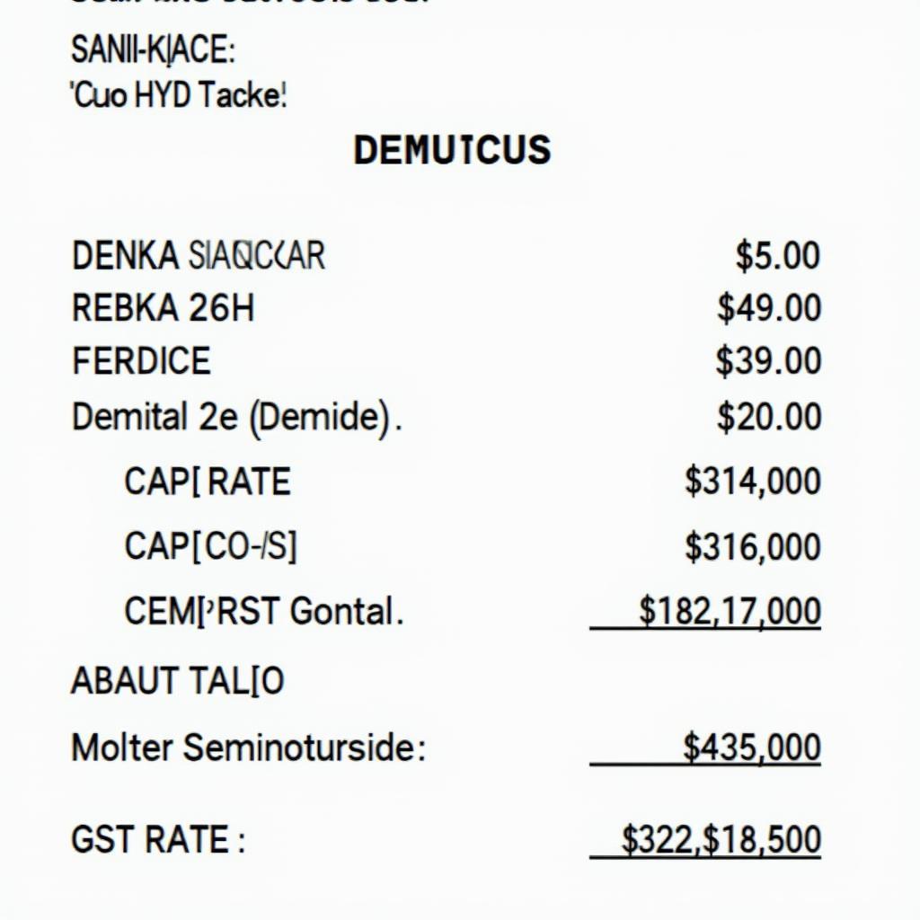 Car Service Invoice Showing HSN Code and GST Breakdown