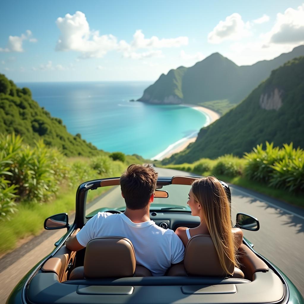 Couple Exploring Huahin Countryside in Rental Car