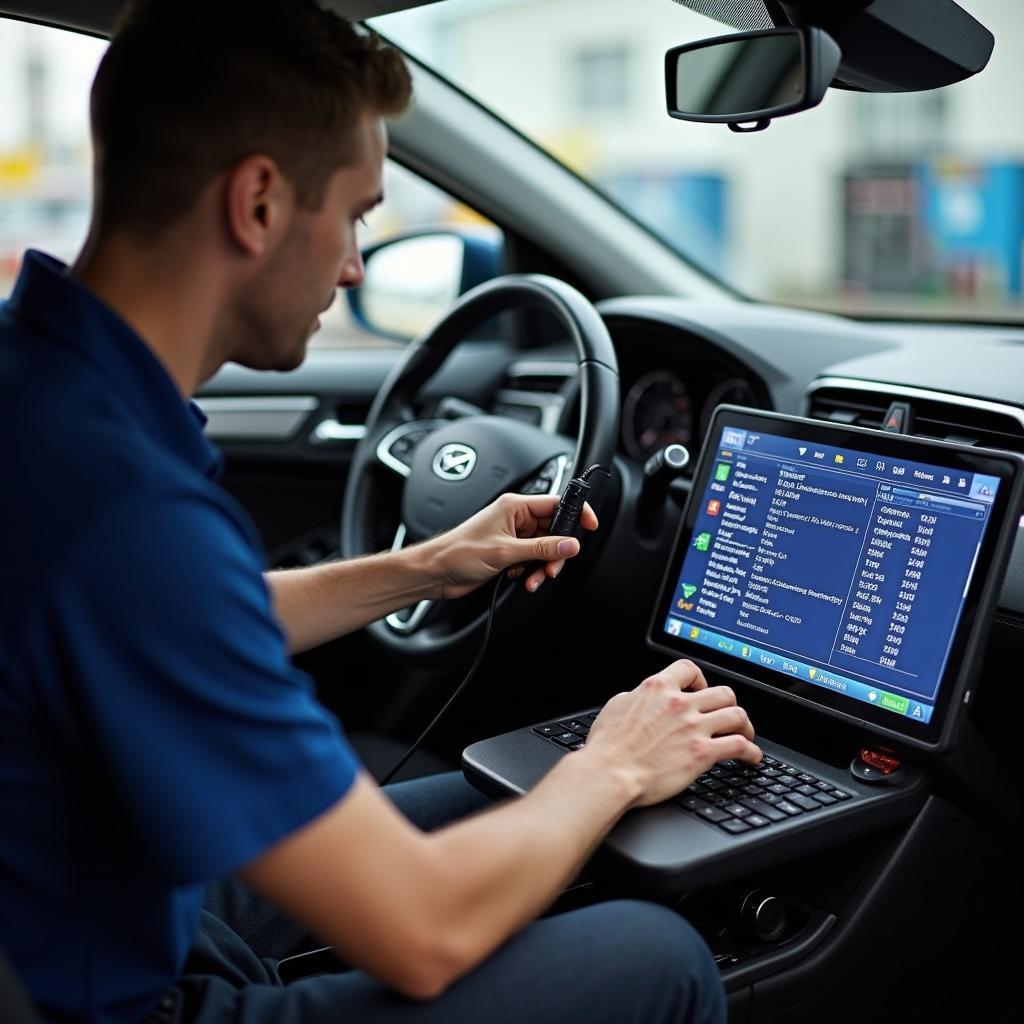 Hughes Car Service Technicians Using Advanced Diagnostic Tools