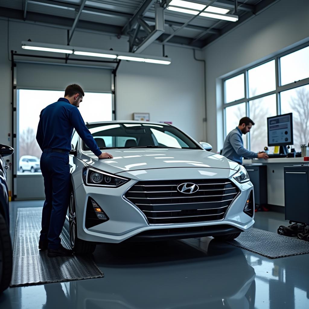 Hyundai Car Service Bay with Technician