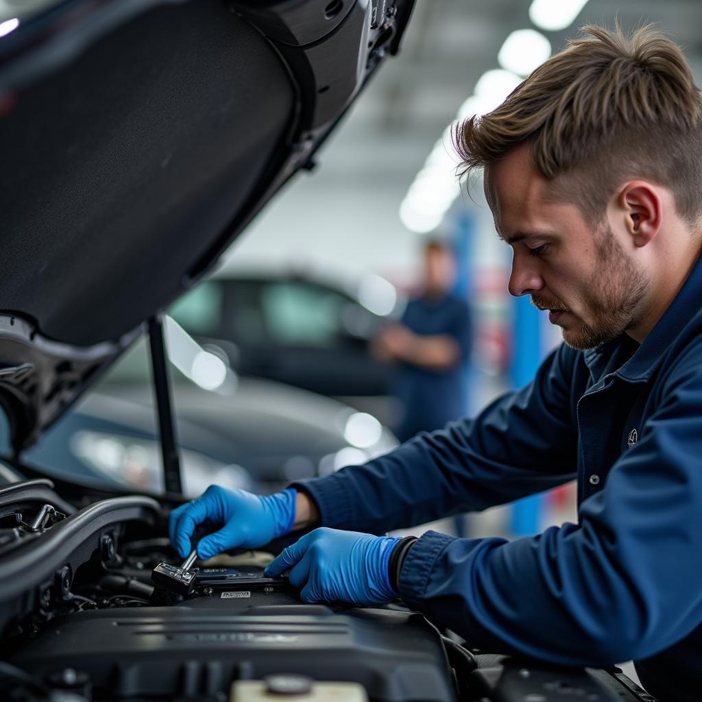 Hyundai Certified Technician Pennsylvania Working on Engine