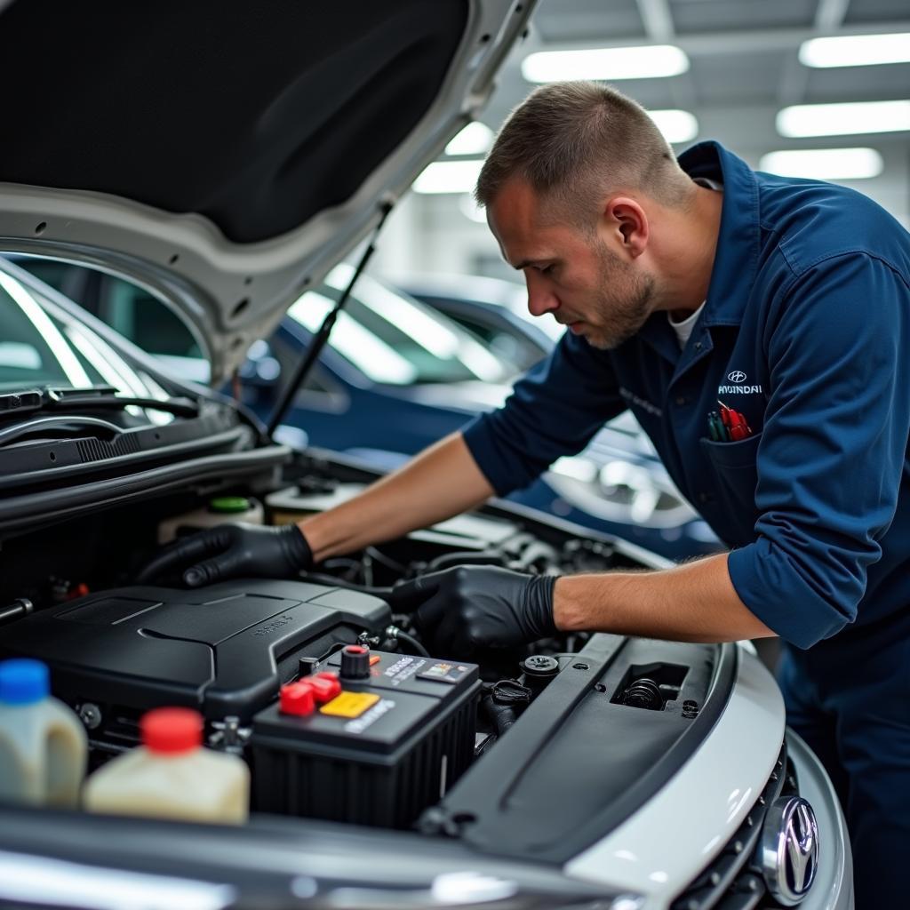 Hyundai Engine Compartment Inspection During Service