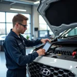 Hyundai Certified Technician Working on a Vehicle