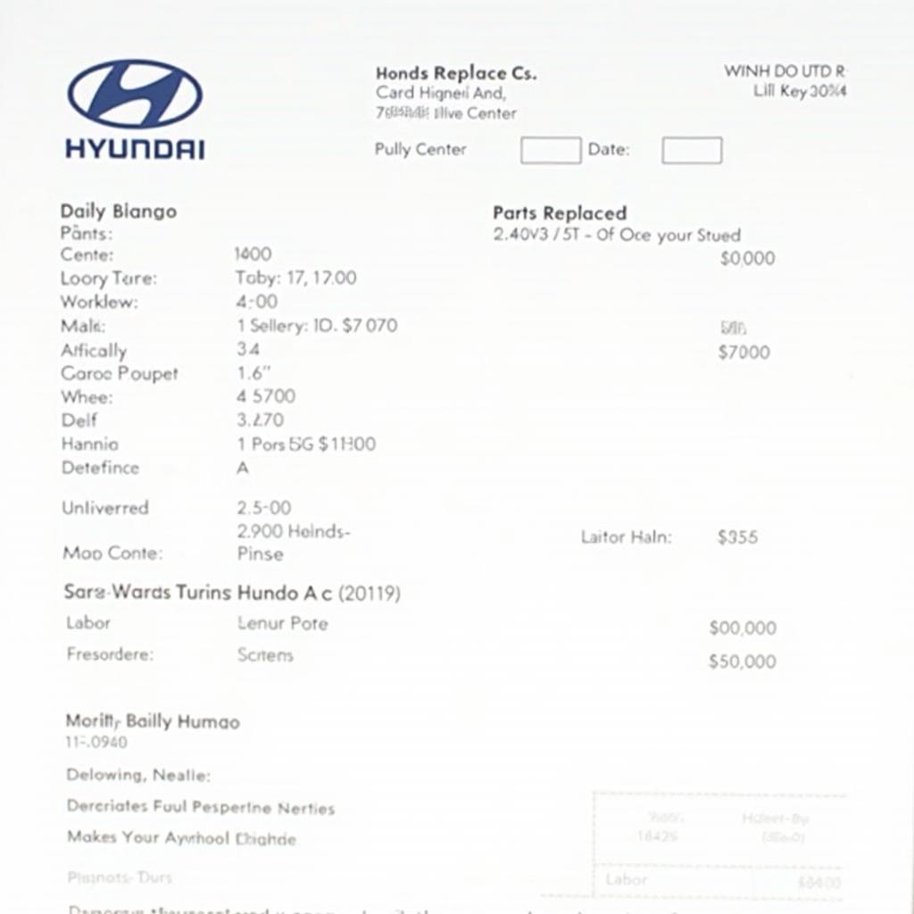 Example of Hyundai Service Records